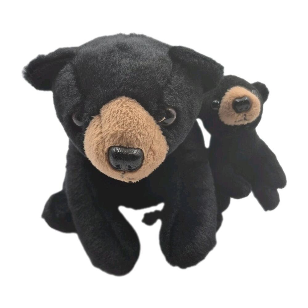 Adventure Planet Black Bear Mama and Cub Plush 6" Tall